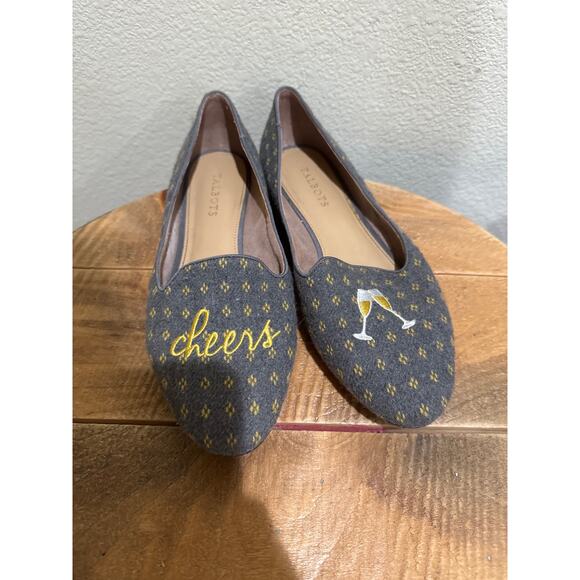Womens Talbots  Ryan Embroidered Champagne/Cheers Gray Slip-On Flat Loafers  9.5 - Picture 2 of 7